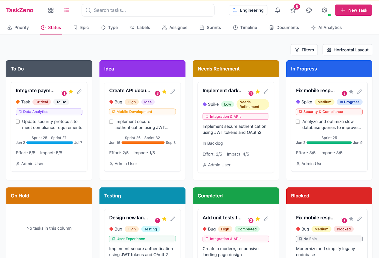 TaskZeno platform screenshot